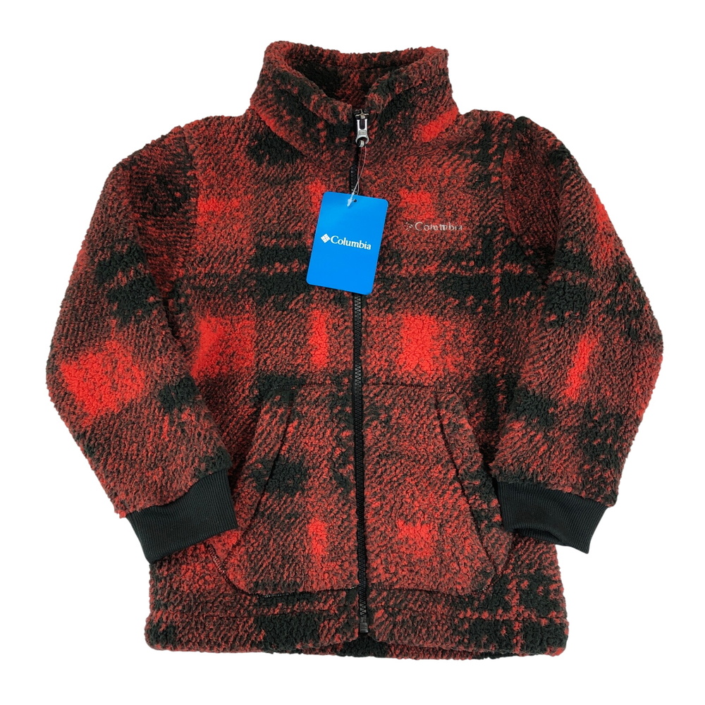 Columbia Rugged Ridge II Sherpa Full Zip Jacket Youth XS (6-7) Red Black Plaid‎